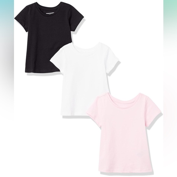 NWT Amazon Essentials Girls Short Sleeve T-Shirt 3 Pack Size XS - Picture 1 of 6